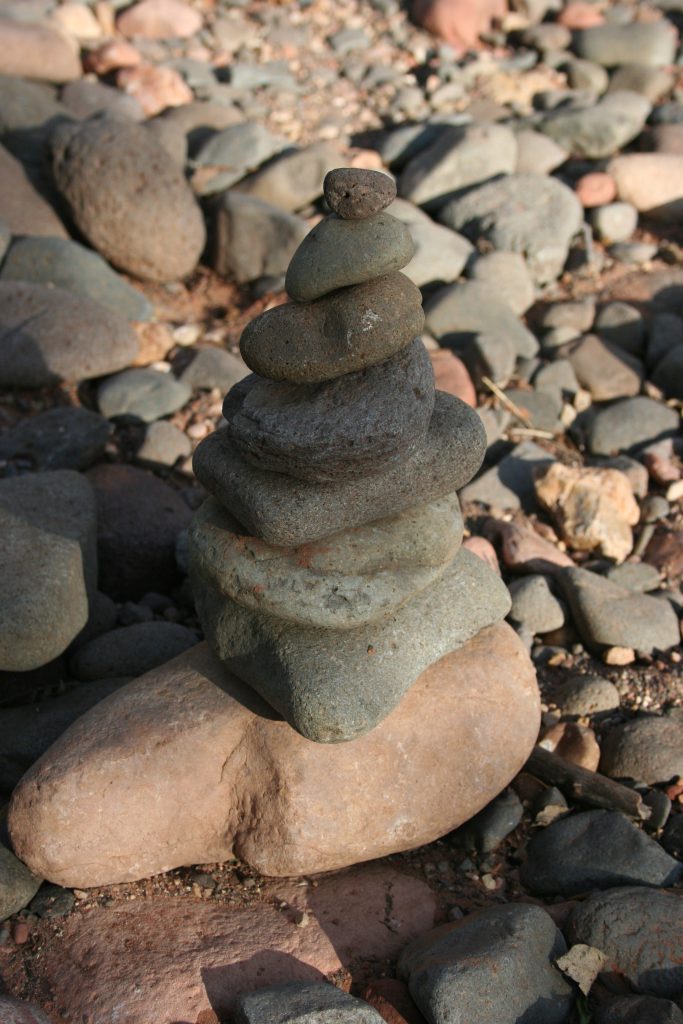 A stone Cairn in Sedona, AZ. Photo ©2017 Victoria K. Chapman.